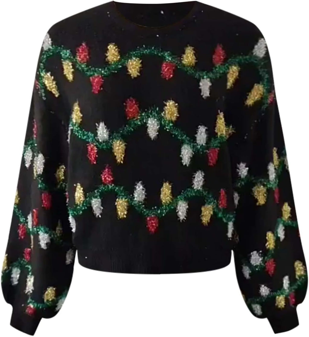 Cute Pullover Sparkly Ugly Christmas Sweater