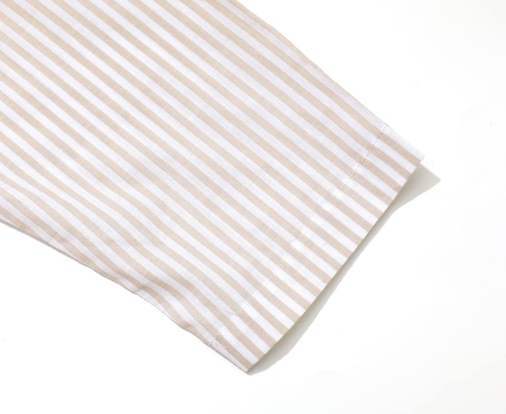 Casual Long Sleeve Button Down Loose Striped Cotton Maxi Shirt Dress