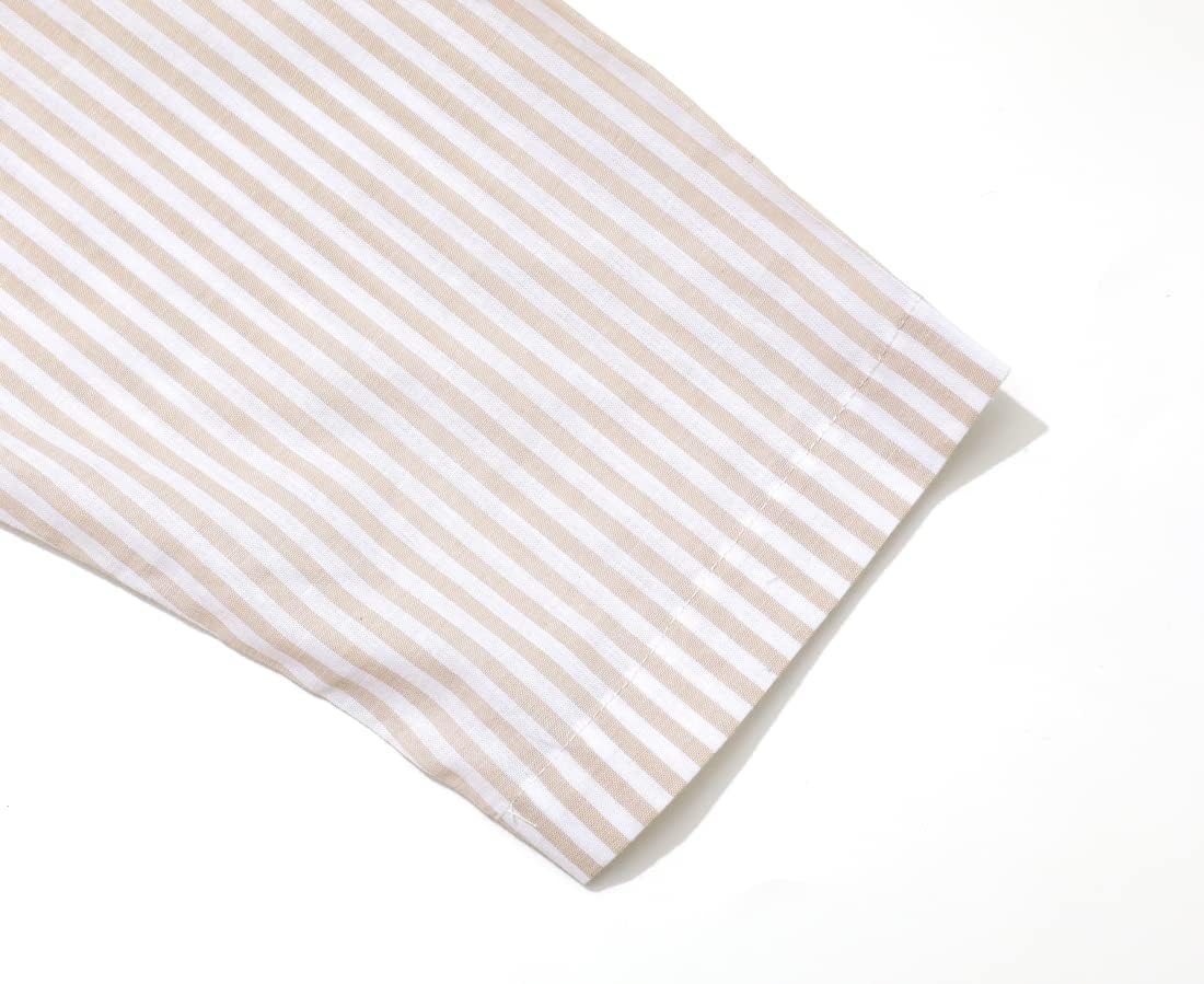 Casual Long Sleeve Button Down Loose Striped Cotton Maxi Shirt Dress