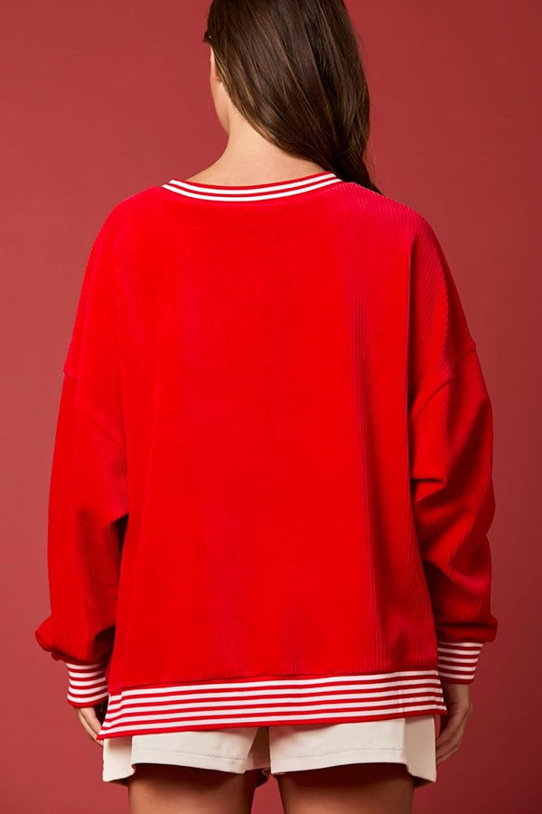 Christmas Decoration Sequined Round Neck Long Sleeve Sweatshirt