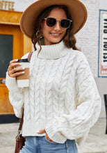 Load image into Gallery viewer, Casual High Neck Cropped Knit Pullover Sweater
