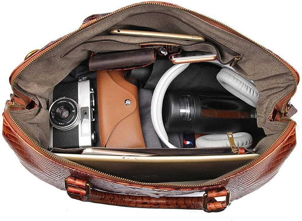 Brown Leather Travel Bag Carry-On 13"-14" Laptop Tote