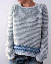 Load image into Gallery viewer, Casual Crew Neck Long Sleeve Stripped Knit Sweater
