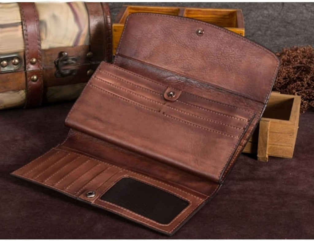 Personalized Wallet Ladies Trifold Clutch Wallet Handmade Leather Wallets for Women