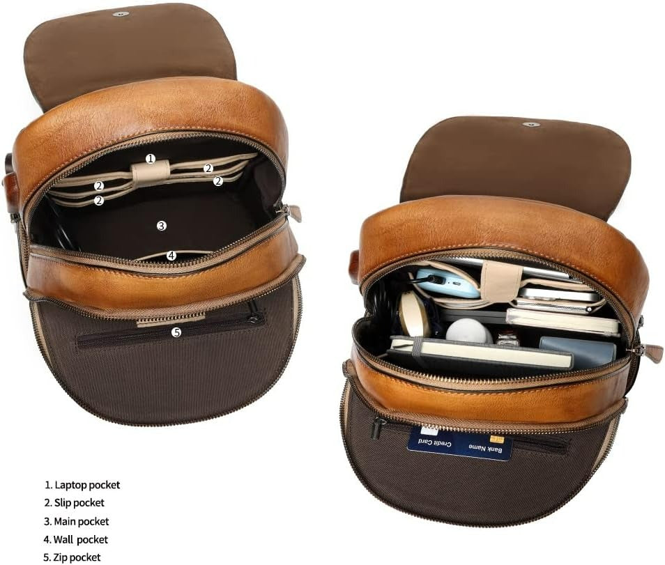 Vintage Embossed Women Leather Backpack