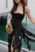 Load image into Gallery viewer, Sexy Backless Ruffle Irregular Hem Halter Midi Dress
