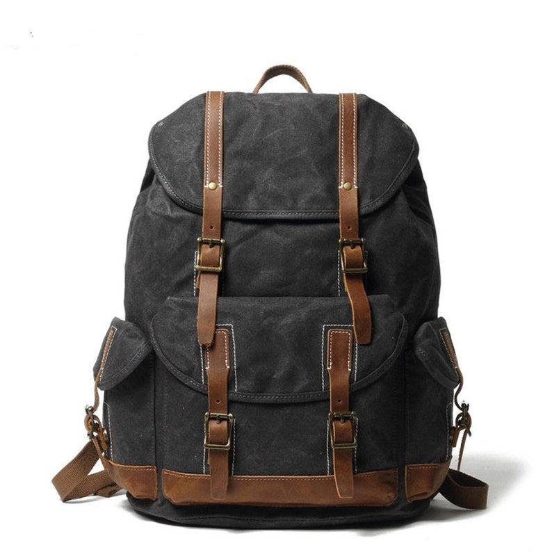 Large Waterproof Travel Backpack Waxed Canvas School Backpack
