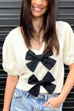 Load image into Gallery viewer, V-Neck Short-Sleeved Double Bow Sweater
