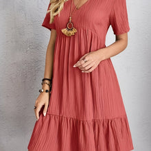 Load image into Gallery viewer, Elegant Casual Short Sleeve V-Neck Tiered Midi Dress
