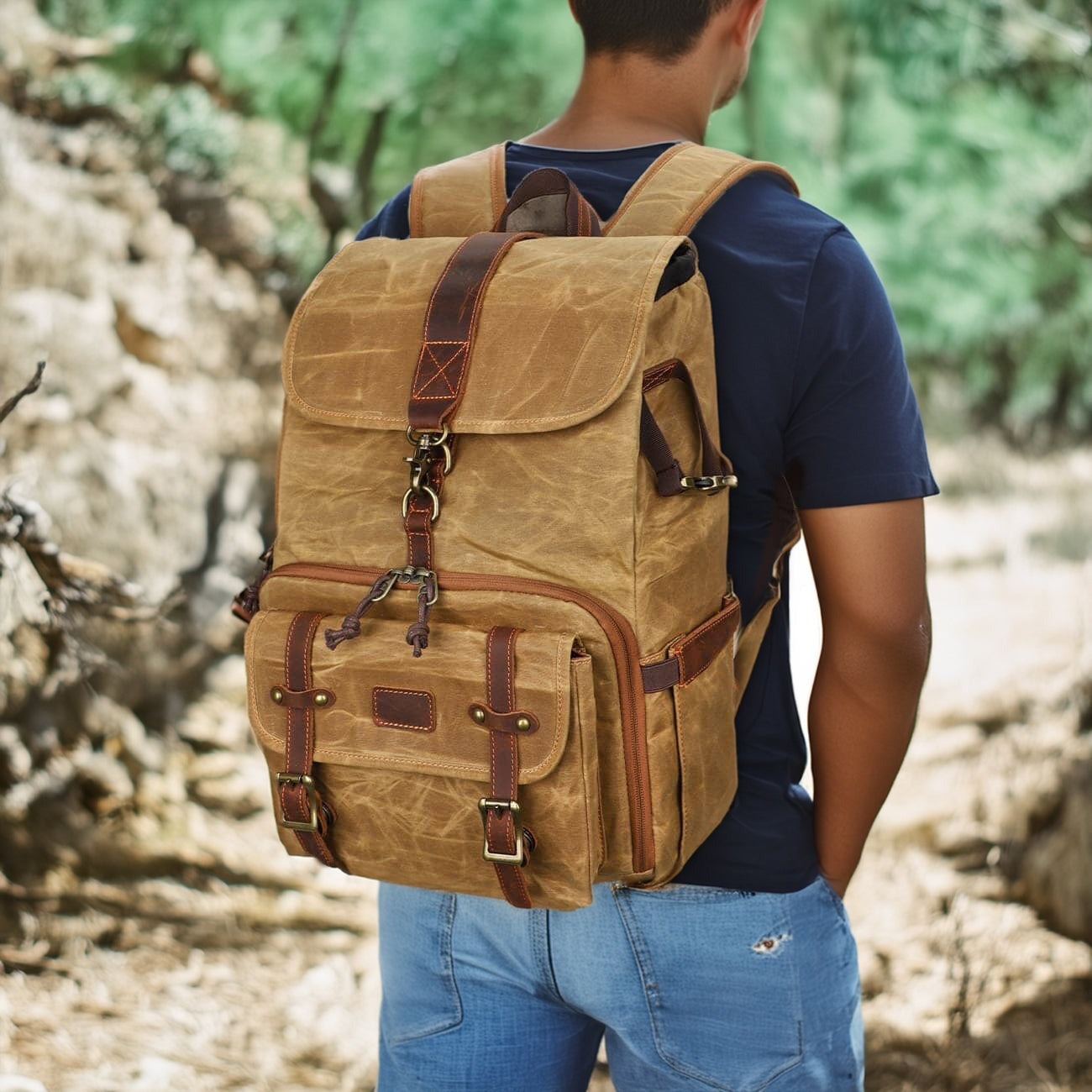 Waterproof Canvas Camera Backpack Photography Bag