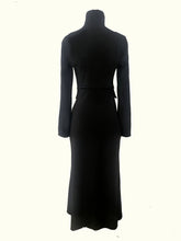 Load image into Gallery viewer, Black Elegant High Neck Long Sleeve Midi Dress
