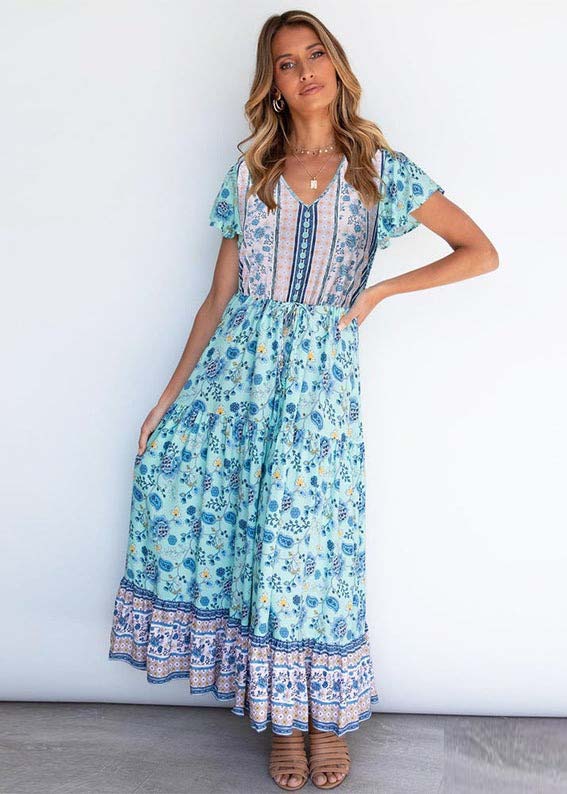 Blue Print Tiered Maxi Dress