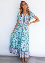 Load image into Gallery viewer, Blue Print Tiered Maxi Dress
