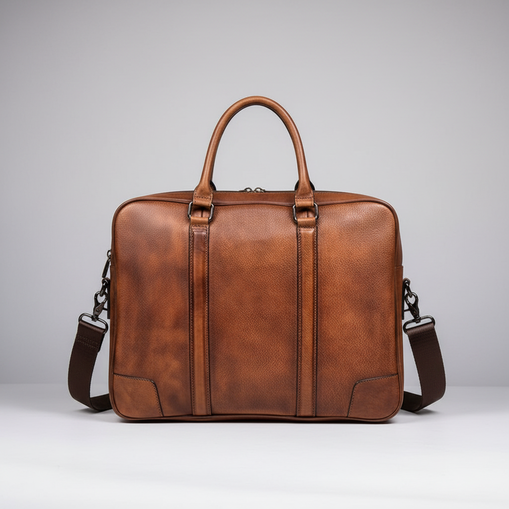 Handmade Full Grain Leather Messenger Bag Mens Leather Briefcase