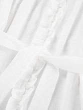 Load image into Gallery viewer, White Long Sleeves Buttons Down Tied Waist Mini Dress
