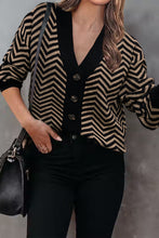 Load image into Gallery viewer, Long Sleeve V Neck Open Front Striped Knit Cardigan Sweaters
