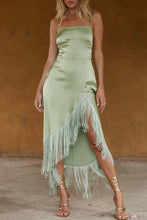Load image into Gallery viewer, Sexy Asymmetrical Strapless Irregular Tassels Midi Dress
