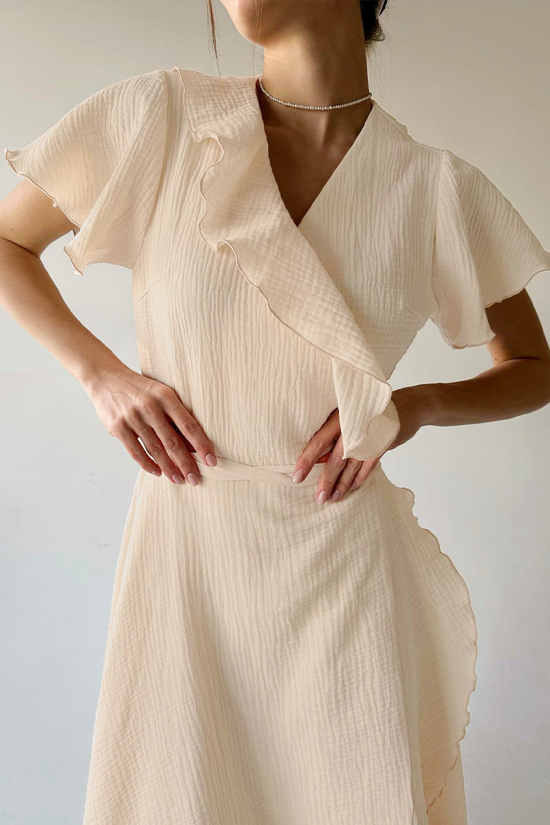 Casual Flounce Slit V Neck A Line Maxi Dress