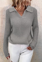 Load image into Gallery viewer, V-neck Lapel Solid Slim Fit Knit Sweater
