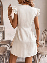 Load image into Gallery viewer, Vintage French-Inspired Button-Up Flutter Sleeves Mini Dress

