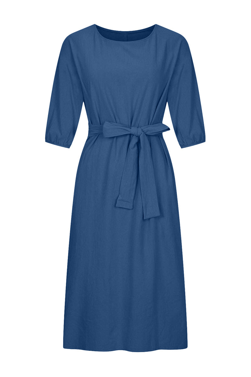 Casual Daily Roun Neck 3/4 Sleeves Midi Dress