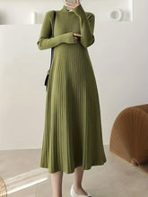 Load image into Gallery viewer, Green Casual Long Sleeve Half Turtleneck Knit Sweater Dress
