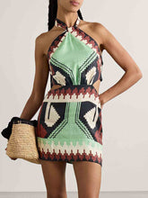 Load image into Gallery viewer, Chic Geometric Print Halter Neck Mini Dress
