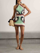 Load image into Gallery viewer, Chic Geometric Print Halter Neck Mini Dress
