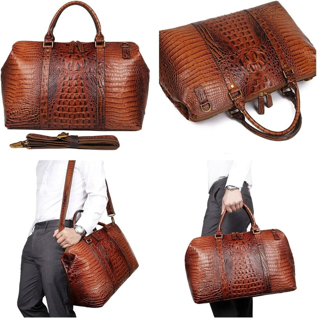 Brown Leather Travel Bag Carry-On 13"-14" Laptop Tote