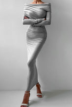 Load image into Gallery viewer, Sexy Ruched Off Shoulder Long Sleeves Bodycon Maxi Dress
