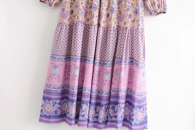 Boho Floral Print Long Sleeve Loose Maxi Dress