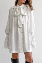 Load image into Gallery viewer, Elegant Lace Up Buckle Ribbon Collar Loose Mini Dress
