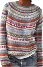 Load image into Gallery viewer, Fairman Island Vintage Pattern Crew Neck Contrast Sweater
