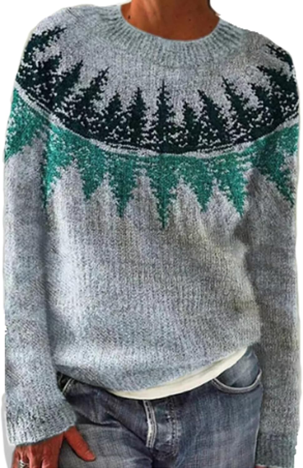 Retro Art Print Casual Pullover Sweater