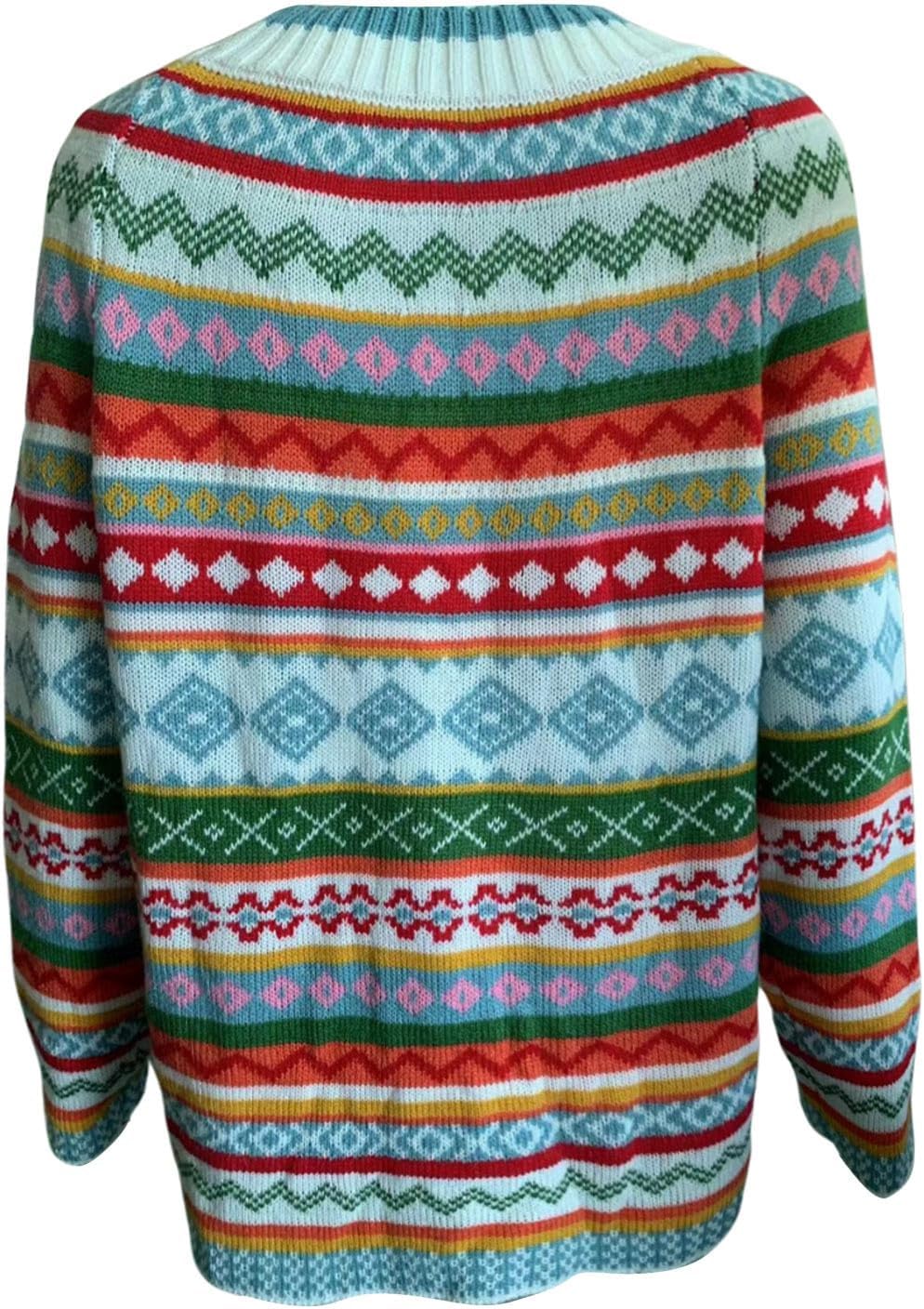 Fairman Island Vintage Pattern Crew Neck Contrast Sweater