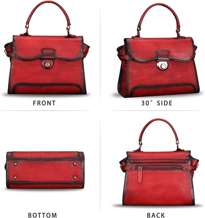 Leather Satchel Crossbody Bag Women Handmade Vintage Handle Handbag Purse