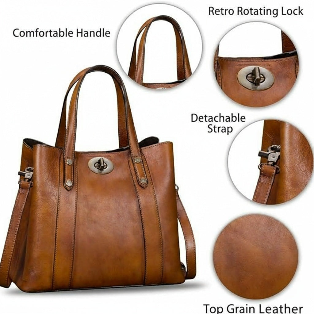 Vintage Handmade Shoulder Purse Leather Handbag
