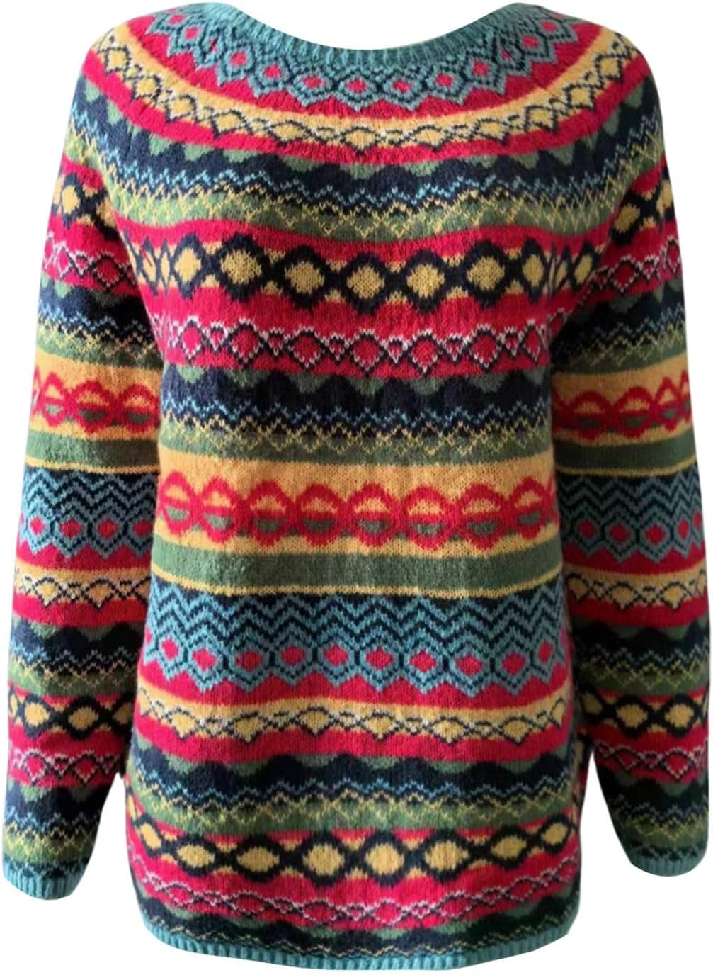 Color Block Casual Loose Long Sleeve Knitted Sweater