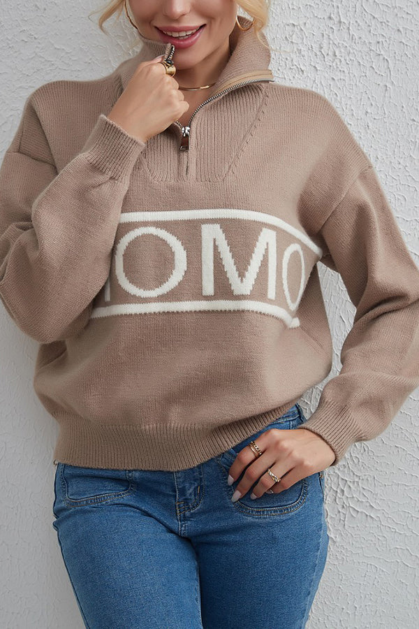Elegant Design Letter Knit Sweater