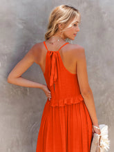 Load image into Gallery viewer, Ruffled Sleeveless Tiered Maxi Dress with Pockets
