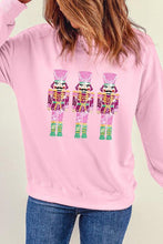 Load image into Gallery viewer, Pink Christmas Nutcracker Sequin Sleeve Sweatshirt
