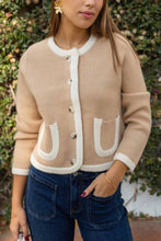 Load image into Gallery viewer, Casual Beige Pockets Color Block Cardigan

