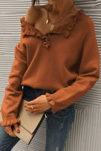 Load image into Gallery viewer, Chic Long Sleeve Button Down Ruffle Knit Pullover Sweater
