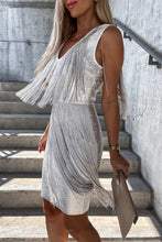 Load image into Gallery viewer, Sexy Tassel V Neck Sleeveless Mini Party Dress
