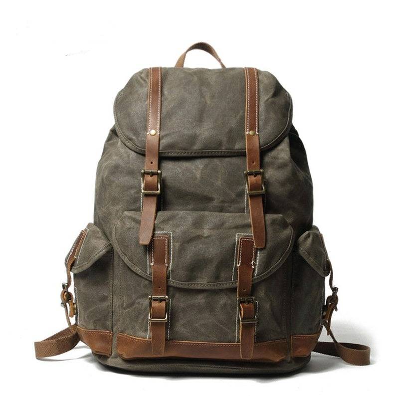 Large Waterproof Travel Backpack Waxed Canvas School Backpack