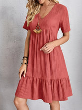 Load image into Gallery viewer, Elegant Casual Short Sleeve V-Neck Tiered Midi Dress
