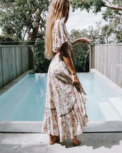 Load image into Gallery viewer, Boho Beige Floral Print High Low Dress
