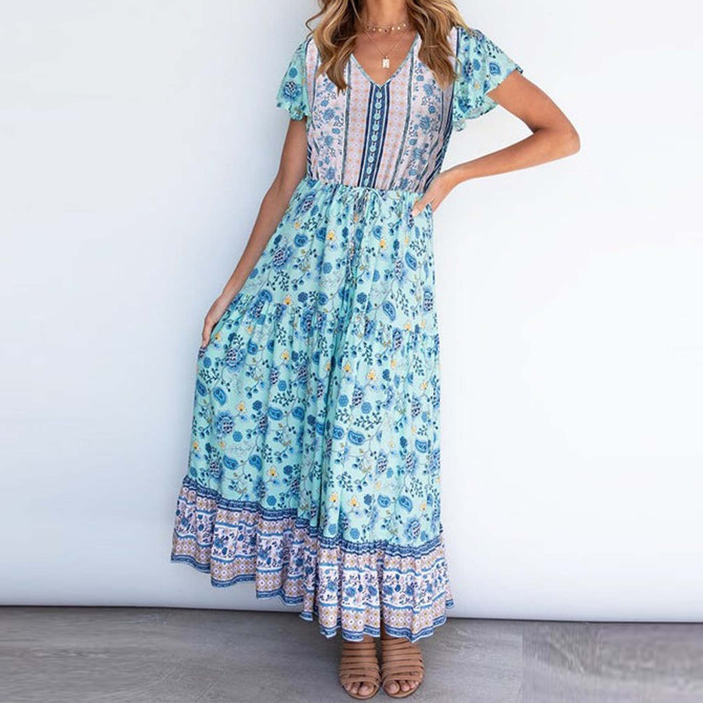 Blue Print Tiered Maxi Dress