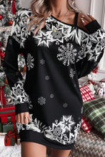 Load image into Gallery viewer, Christmas Snowflake Cold Shoulder Loose Sweatshirt Mini Dress
