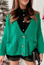 Load image into Gallery viewer, Simple V-neck Pockets Long Sleeve Loose Sweater
